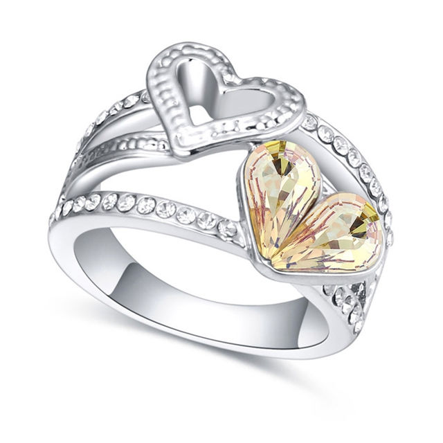 Picture of Austrian Crystal Ring - Double Heart