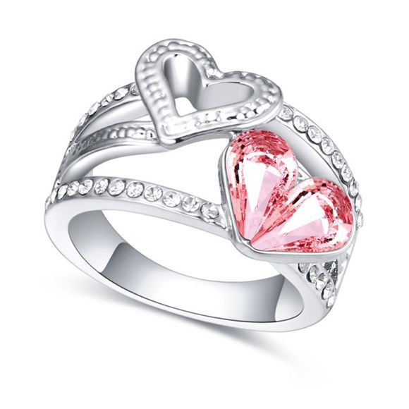 Picture of Austrian Crystal Ring - Double Heart