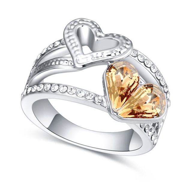 Picture of Austrian Crystal Ring - Double Heart