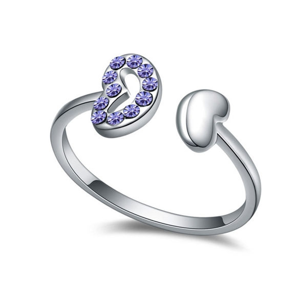Image de Austrian Crystal Ring - Two Hearts Across