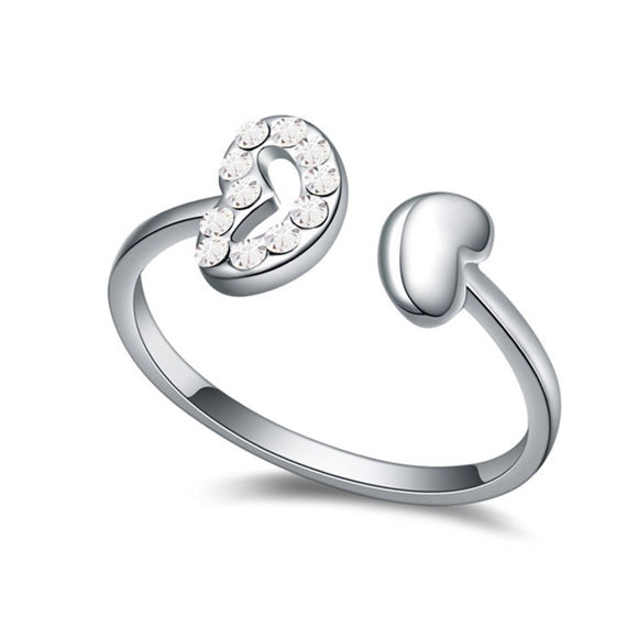 Bild von Austrian Crystal Ring - Two Hearts Across