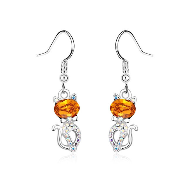 Picture of Austrian Crystal Earrings - Cute Cat