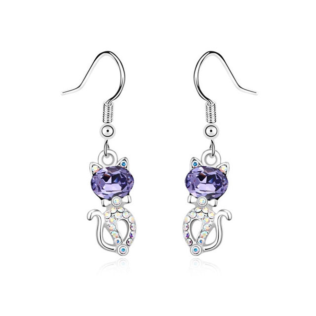 Picture of Austrian Crystal Earrings - Cute Cat