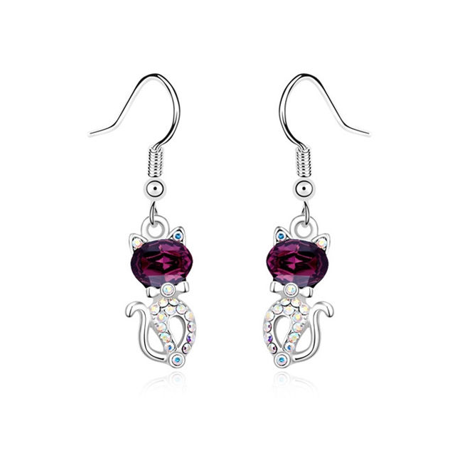 Picture of Austrian Crystal Earrings - Cute Cat