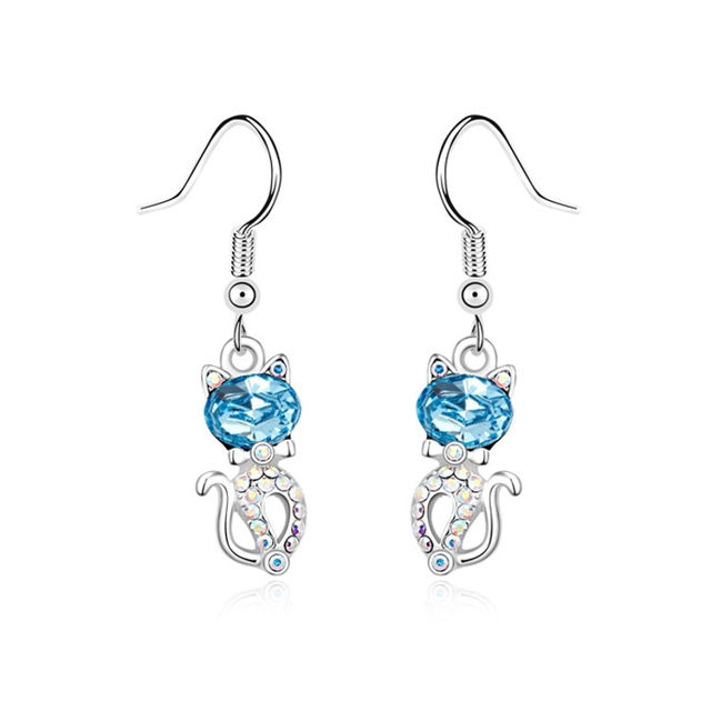 Picture of Austrian Crystal Earrings - Cute Cat