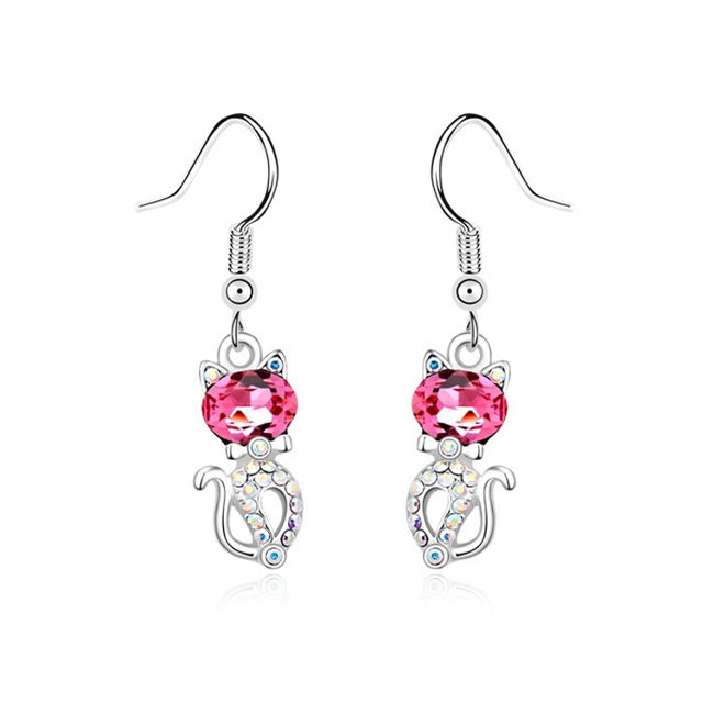 Picture of Austrian Crystal Earrings - Cute Cat