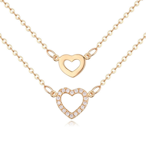 Imagen de Necklace Micro Pave CZ - Two Heart Of India