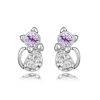 Image de Lovely Cats Plated Gold Crystal Earrigs