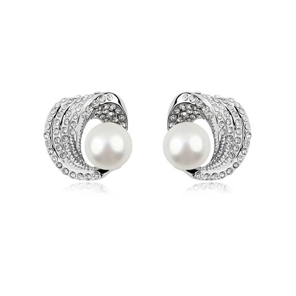 Imagen de Pearl Summer Swarovski elemental Pearl Stud Earrings