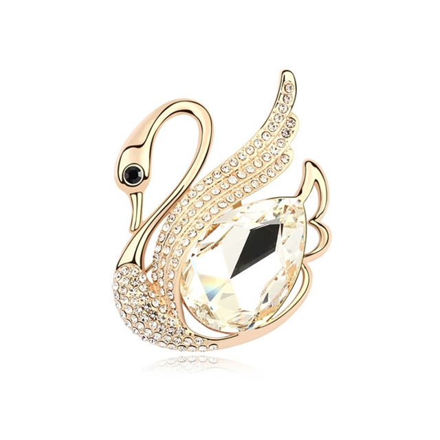 Picture of Swan Plated Gold Crystal Brooch