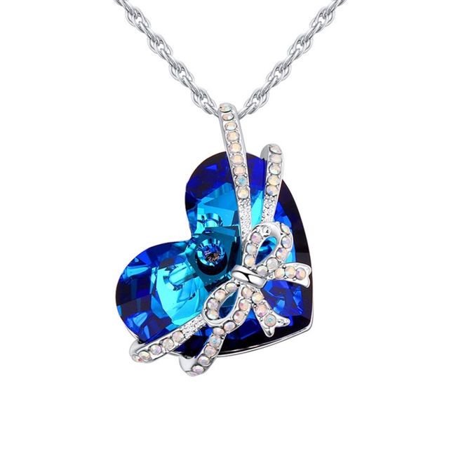 Picture of Bow Tie Heart Swarovski Elements Crystal Necklace