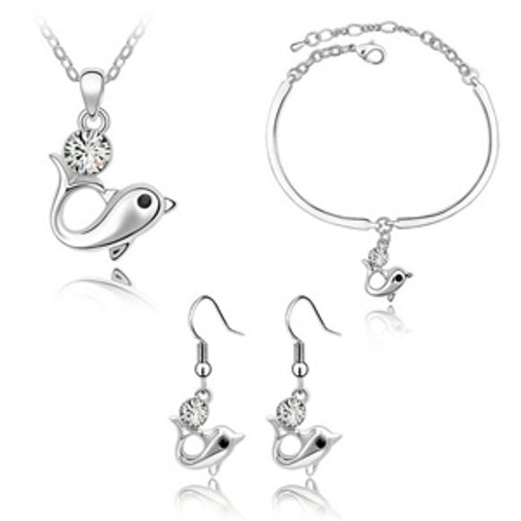 Imagen de Dolphin Swarovski Elements Crystal Package(Earrings & Necklace & Bracelet)