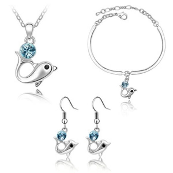 Image de Dolphin Swarovski Elements Crystal Package(Earrings & Necklace & Bracelet)
