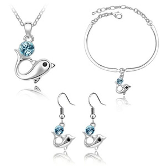 Picture of Dolphin Swarovski Elements Crystal Package(Earrings & Necklace & Bracelet)