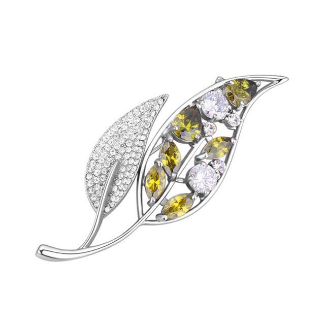 Picture of Two Leaves Zircon Brooch