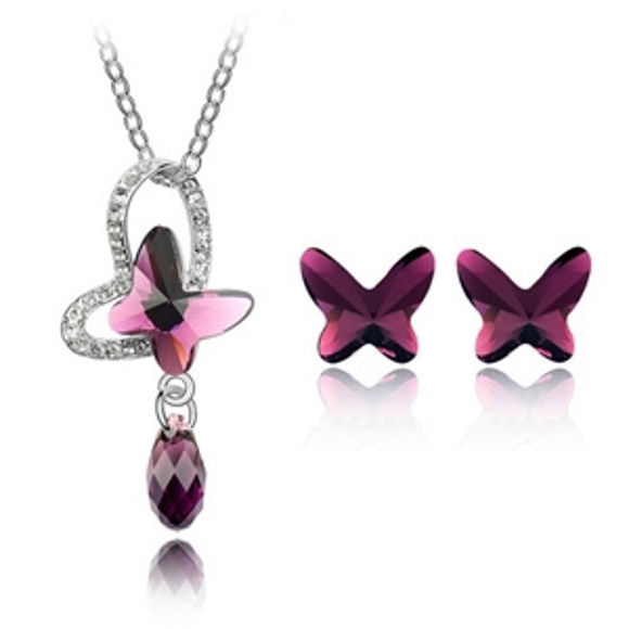 Imagen de Rain Butterfly Crystal Package(Necklace & Earrings)