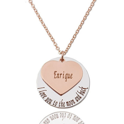 Picture of Personalized Heart & Round Shaped Pendant Name Necklace in 925 Sterling Silver