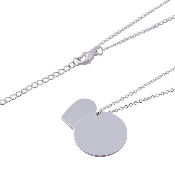 Imagen de Collar con nombre en forma de corazón y colgante redondo personalizado en plata de ley 925