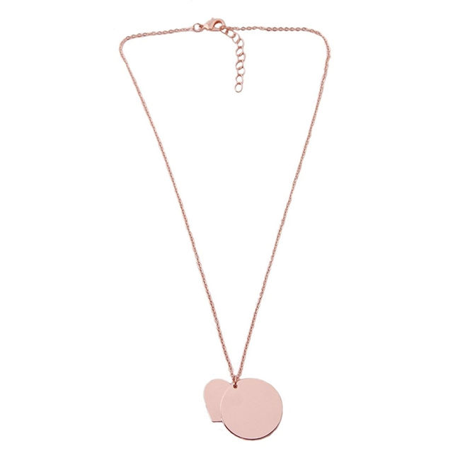 Picture of Personalized Heart & Round Shaped Pendant Name Necklace in 925 Sterling Silver