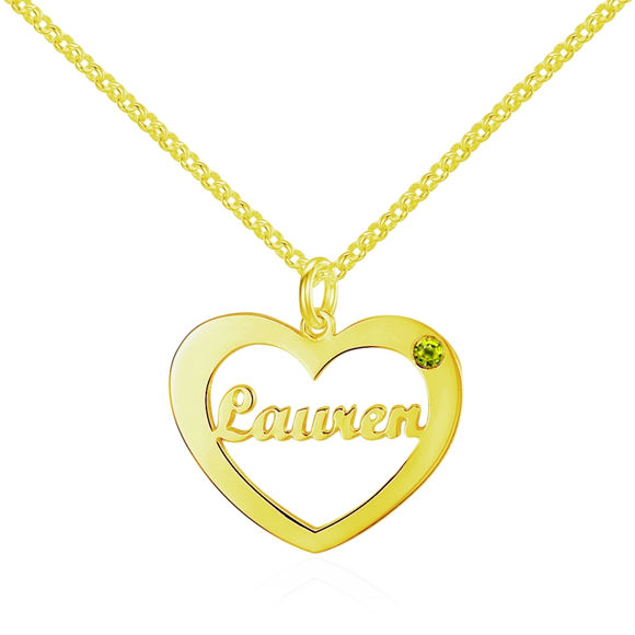 Picture of 925 Sterling Silver Heart Necklace with Customized Name