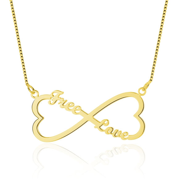 Picture of Double Heart Shape Infinity Custom Name Necklace in 925 Sterling Silver