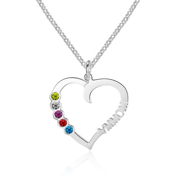 Picture of Colorful Heart-shaped Custom Name Necklace in 925 Sterling Silver