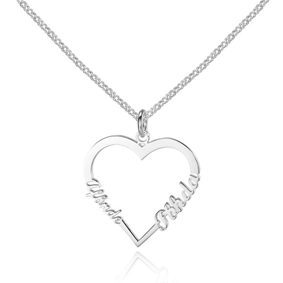 Imagen de Collar con nombre personalizado en forma de corazón en plata de ley 925