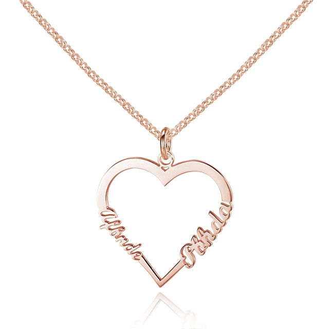 Picture of Heart-shaped Custom Name Necklace in 925 Sterling Silver