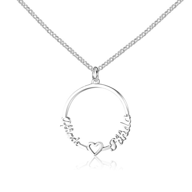 Picture of Round Pendant Custom Name Necklace in 925 Sterling Silver