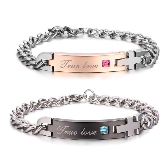 Bild von Couple Exquisite Zircon Titanium Steel Bracelet