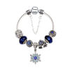 Imagen de Anti-fatigue Blue Star Glass Beaded Bracelet With Snowflake Pendant