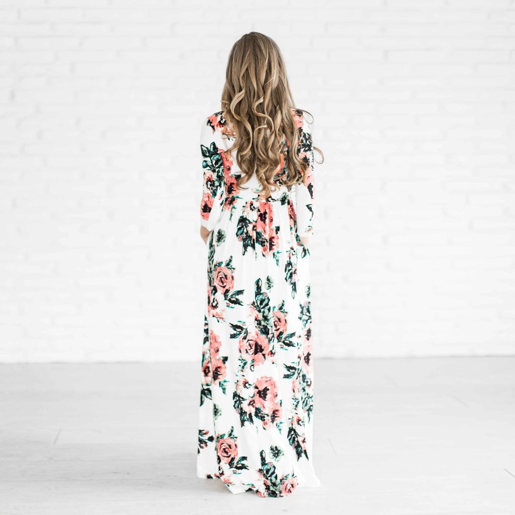 Floral Print Long Sleeve V Neck Adjustable Straps Split Maxi Dress | Best maxi  dresses, Womens maxi dresses, Maxi dress
