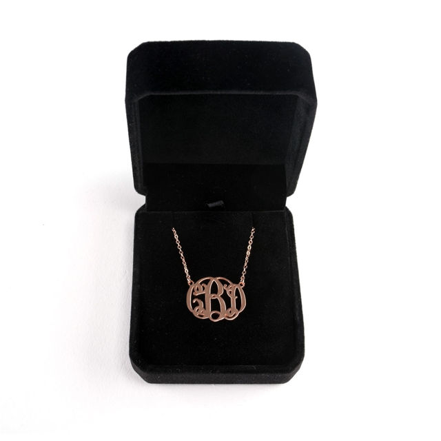 Picture of Fancy Monogram Necklace in Sterling Silver - Customize this Pendant with Your Initials