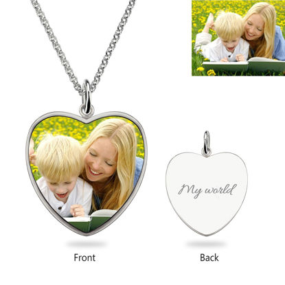 Picture of Heart Engraved Epoxy Color Photography Necklace Stainless Steel