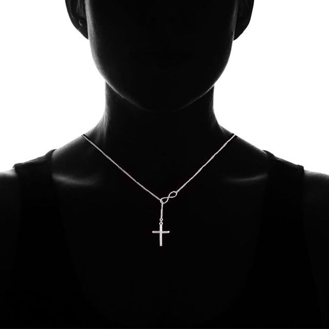 Picture of Italian Alloy Infinite Cross Lasso Necklace
