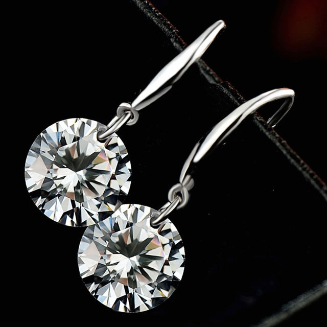 Picture of Sterling Silver Inlaid Zircon Hanging Earrings