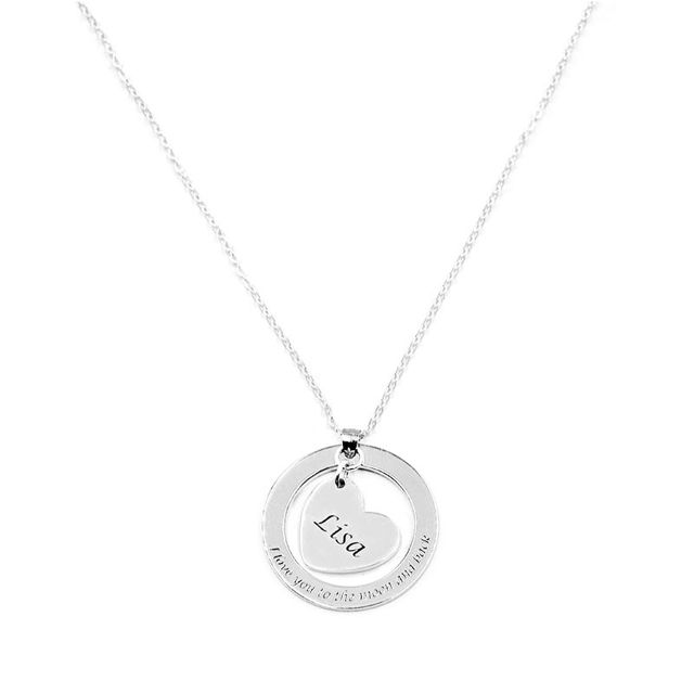 Picture of 925 Sterling Silver Personalized Heart Inside Circle Pendant Necklace