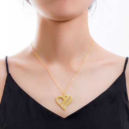 Imagen de Collar con nombre personalizado de dos corazones para siempre en plata de ley 925