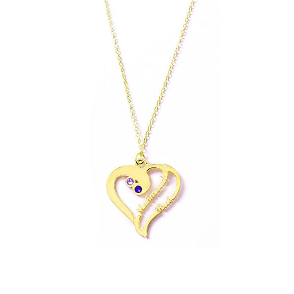 Imagen de Collar Love Heart con dos nombres personalizados en plata de ley 925