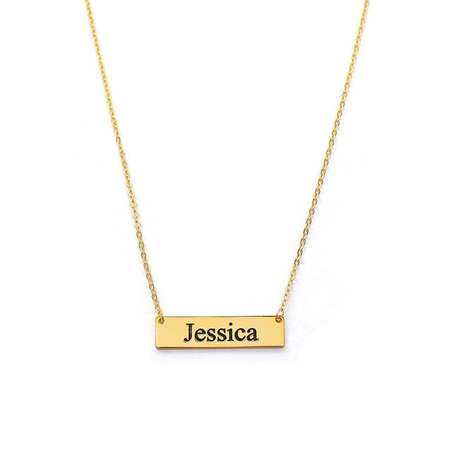 Picture of 925 Sterling Silver Personalized Name Bar Necklace - Customize With Any Name