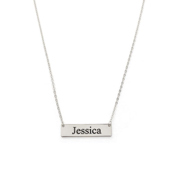 Picture of 925 Sterling Silver Personalized Name Bar Necklace - Customize With Any Name