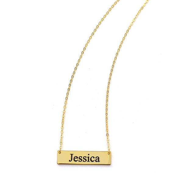 Picture of 925 Sterling Silver Personalized Name Bar Necklace - Customize With Any Name