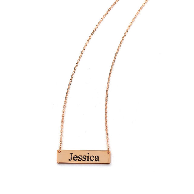 Picture of 925 Sterling Silver Personalized Name Bar Necklace - Customize With Any Name