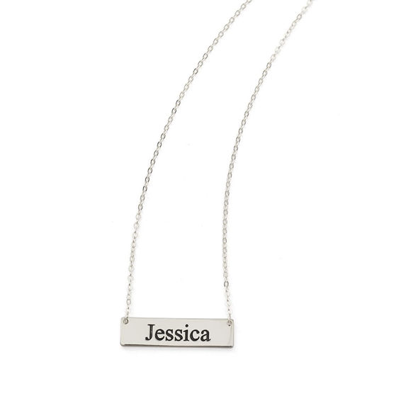 Bild von Personalisierte Namensleisten-Halskette aus 925er Sterlingsilber - mit beliebigem Namen anpassen