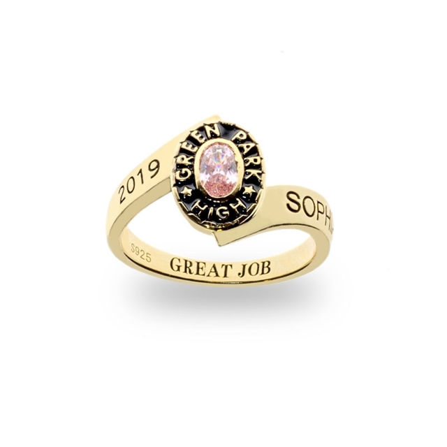 Picture of Traditional Ladies Oval Wrap Class Ring - Graduation Ring