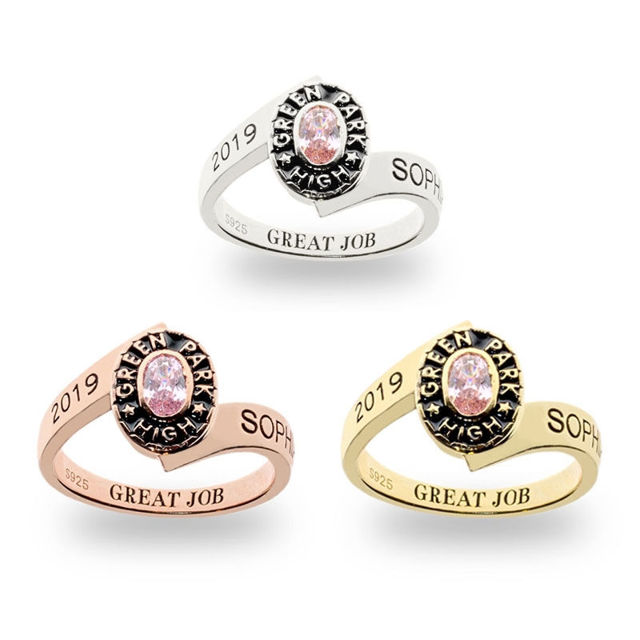 Picture of Traditional Ladies Oval Wrap Class Ring - Graduation Ring