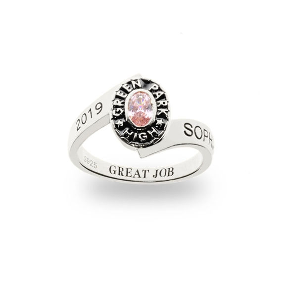 Bild von Traditional Ladies Oval Wrap Class Ring in 925 Sterling Silver