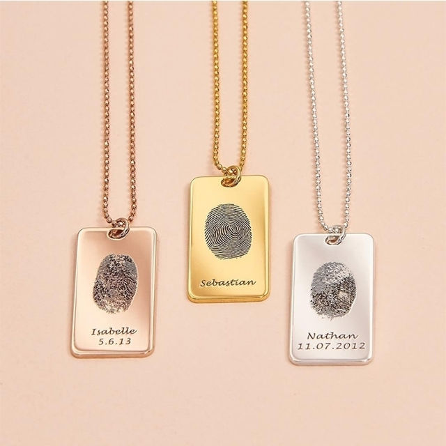 Picture of Fingerprint Tag Necklace in 925 Sterling Silver