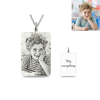 Afbeeldingen van Personalized Rectangle Engraved Photo Necklace in 925 Sterling Silver - Customize With Any Photo | Custom Photo Necklace in 925 Sterling Silver