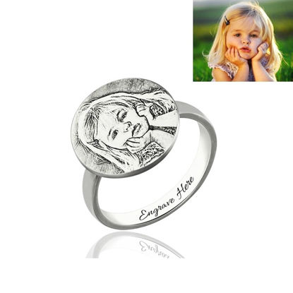 Picture of Personalized Photo Engraved Ring Memorial Gift In 925 Sterling Silver